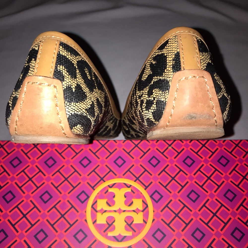 Tory Burch Leopard-Print Ballet Flats with Tan Trim & Gold Logo - Picture 7 of 8